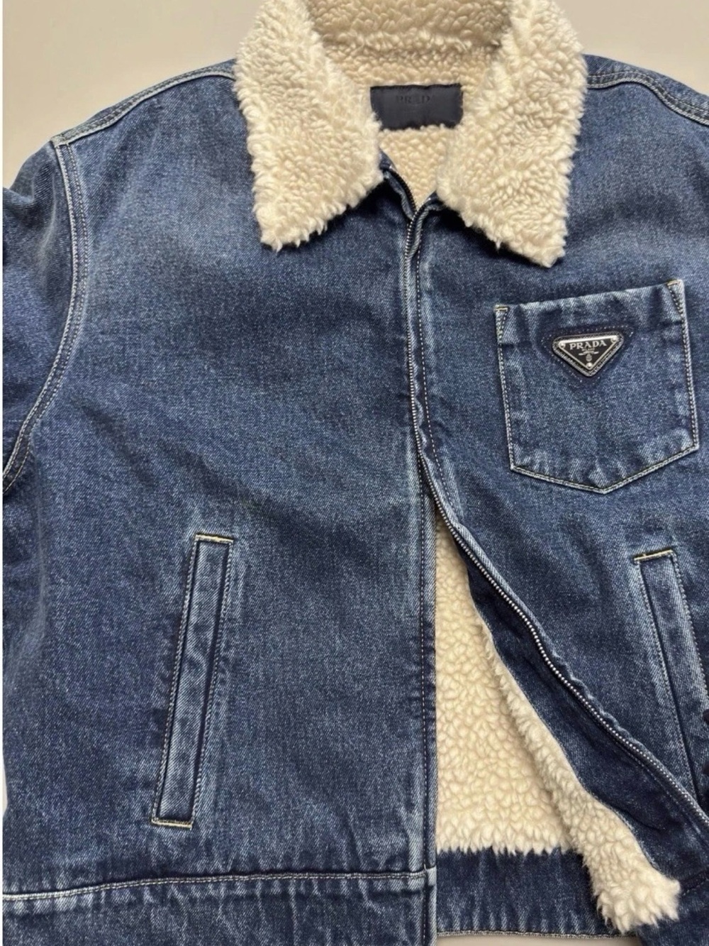 Authentic Prada denim jacket new without tags sz medium